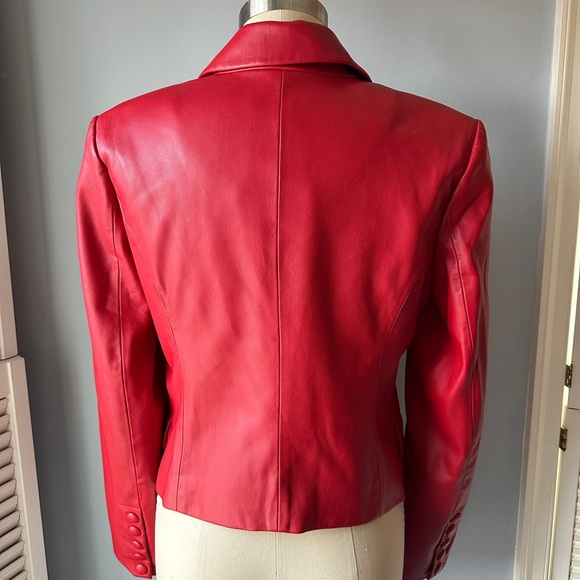 Avec Les Filles Red Vegan Leather Blazer NEW - Picture 3 of 9